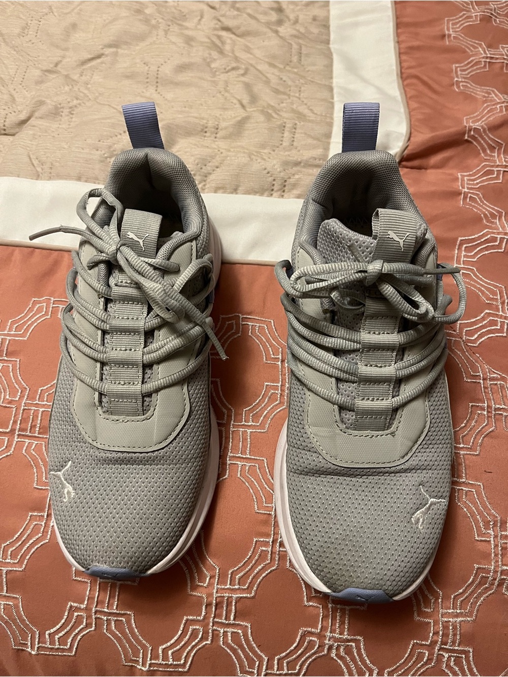 Puma Light Gray Mesh Sneakers with White Soles